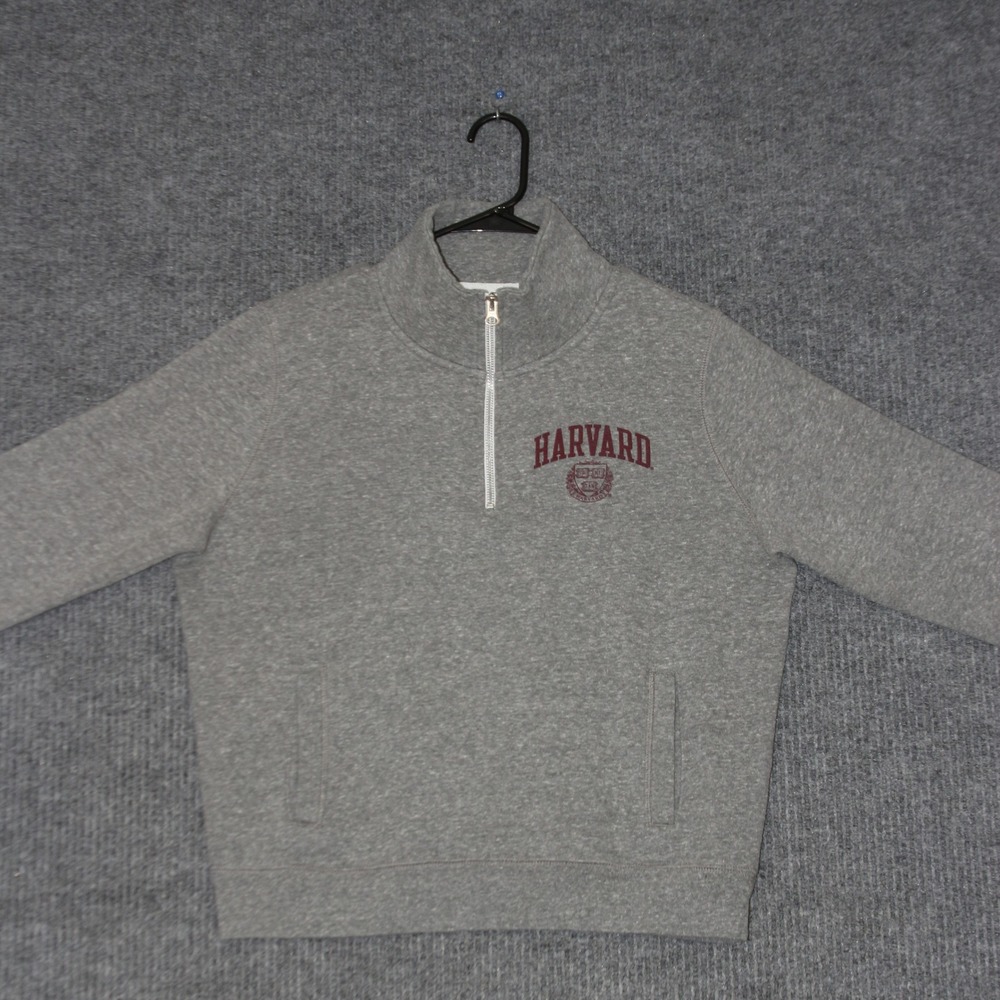 REDSHIRT Harvard University Quarter Zip Sweatshirt Womens M Heather Gray Casual